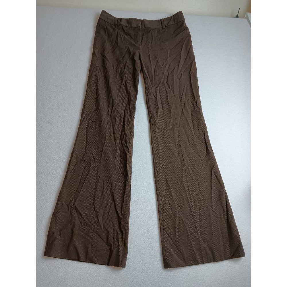 Tahari Womens Size 6 Brown Wide Leg Dress Pants Trousers Pinstripe Stretch